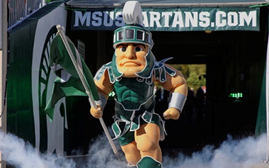 Sparty at a football game